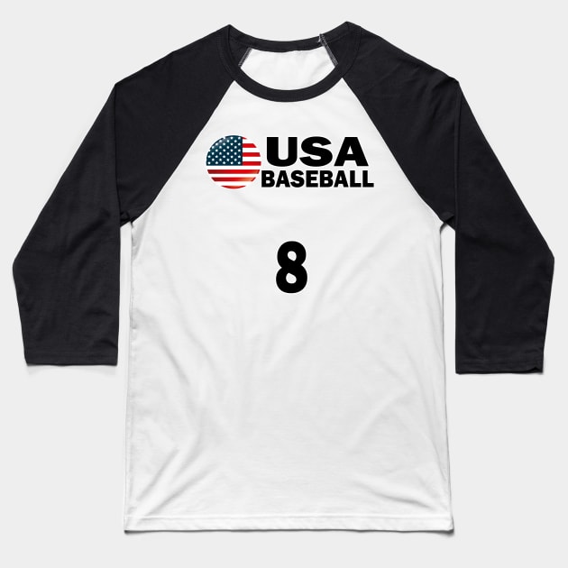 USA Baseball Number 8 T-shirt Design Baseball T-Shirt by werdanepo